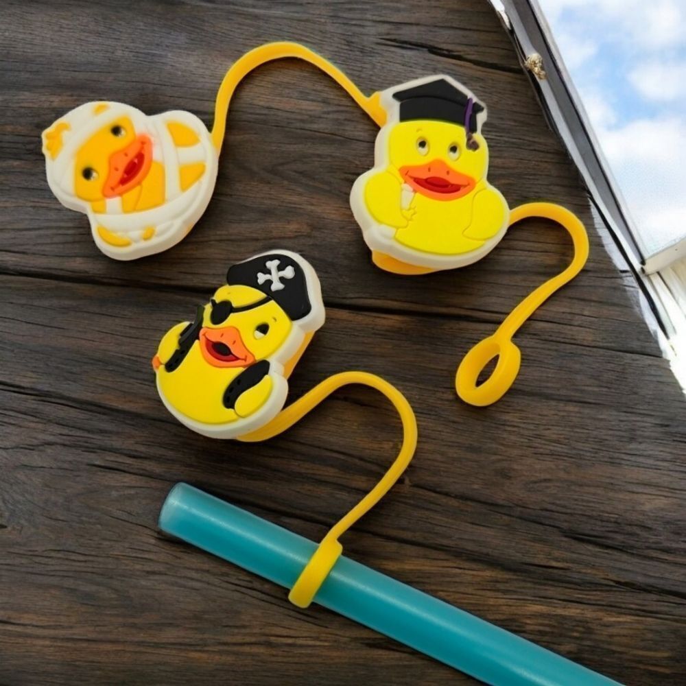 Rubber Duck Straw Topper NWT Stanley Yeti 3pc Silicone Reusable Yellow Ducky Set